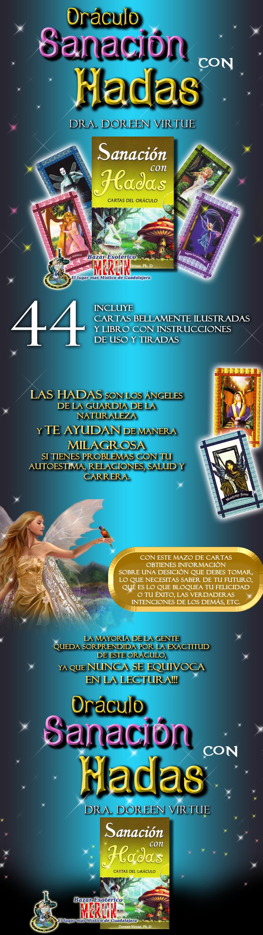 Oráculo De Sanación Con Hadas – 44 Cartas Y Libro | Bazar Merlín El ...