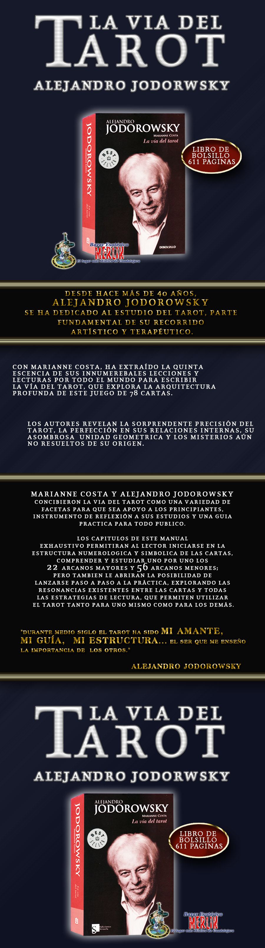 La Vía Del Tarot -alejandro Jodorowsky - Libro 611 Paginas CON ENVÍO A ...